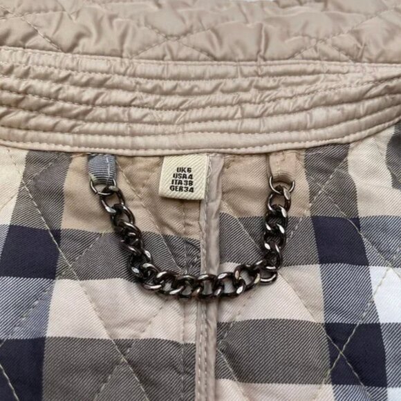 Auc Burberry COPFORD Brit Toupe Diamond Quilted Button Front Jacket S - Picture 11 of 13